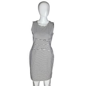 Bold Elements Black & White Striped Sleeveless Sheath Dress M